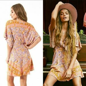 Spell Floral Mini Dress in Purple and Gold
